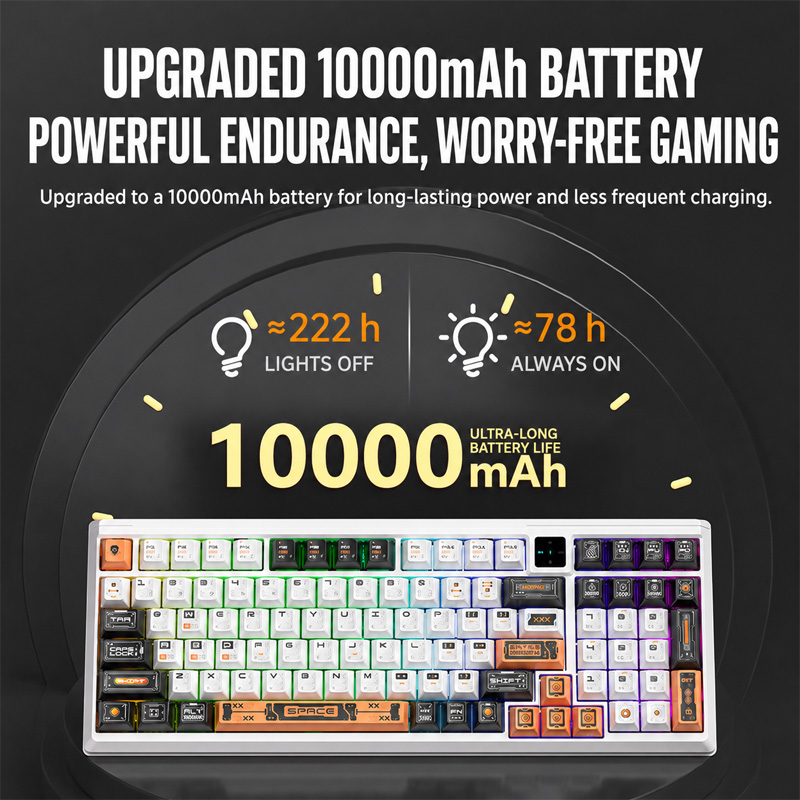 Gaming Keyboard No Noise - Tastiera meccanica wireless a tre modalità