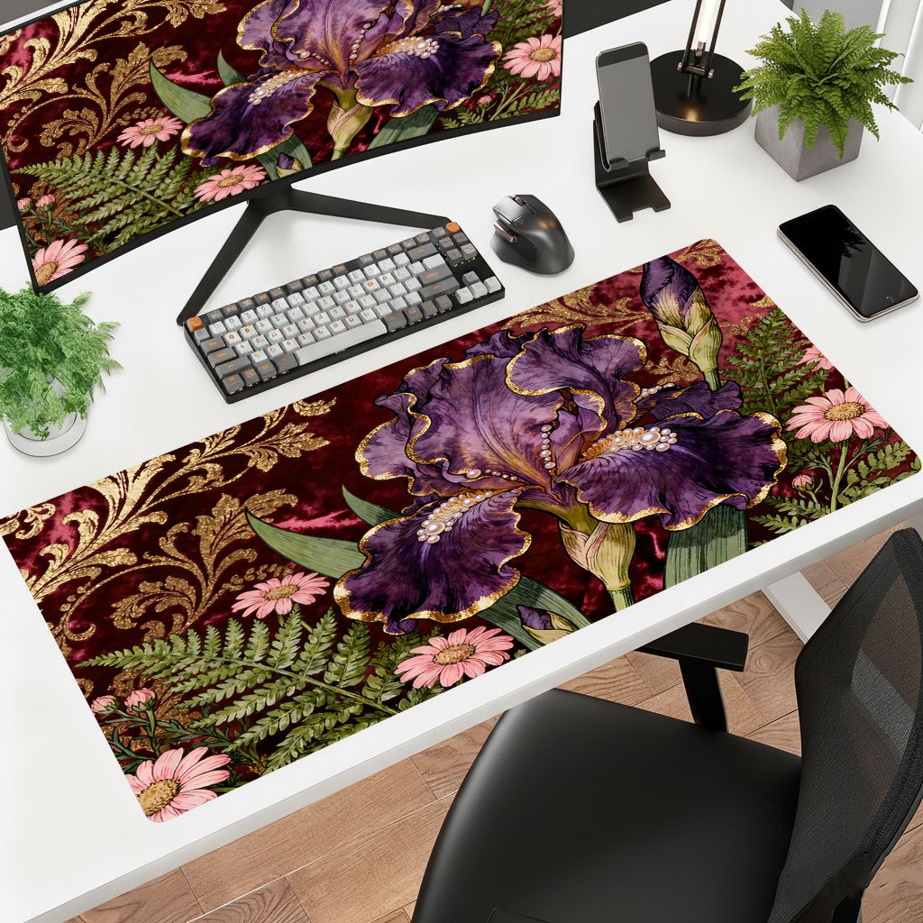 Gaming Keyboard Brand - Tappetino per mouse viola floreale di